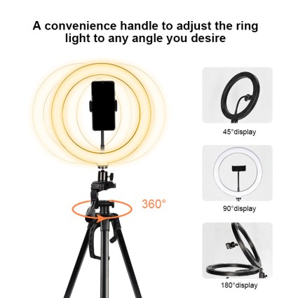 Ring Light Model 3120 til YouTube og Tik Tok | Med Stativ max. 136 cm & Bluetooth Fjernbetjening